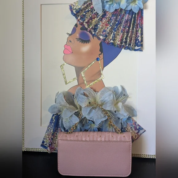 BeBe NWT Blush Pink Dainty Crossbody Chain Strap Purse Bag - Picture 9 of 10